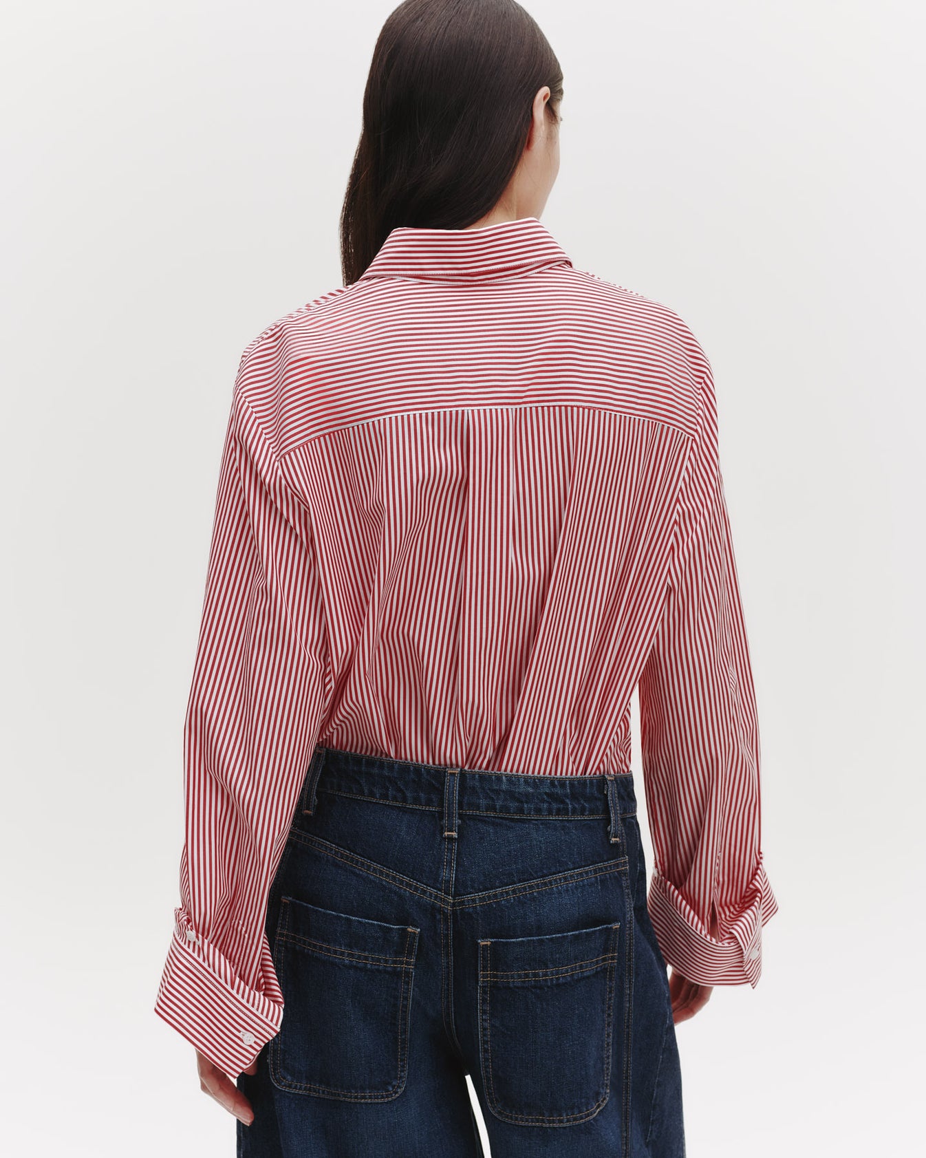 TWP Red / white The Next Morning Shirt in Striped Cotton view 4