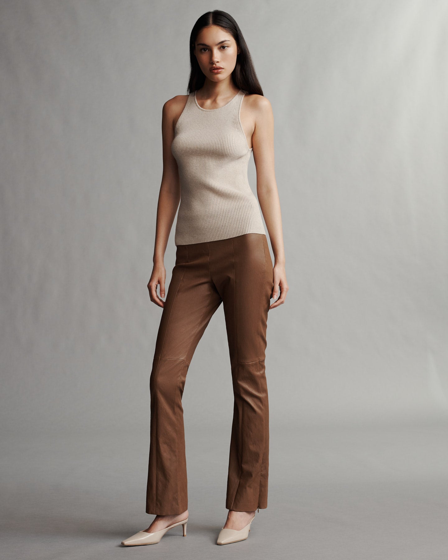 TWP Tobacco Skinny Love Pant in Stretch Leather view 2