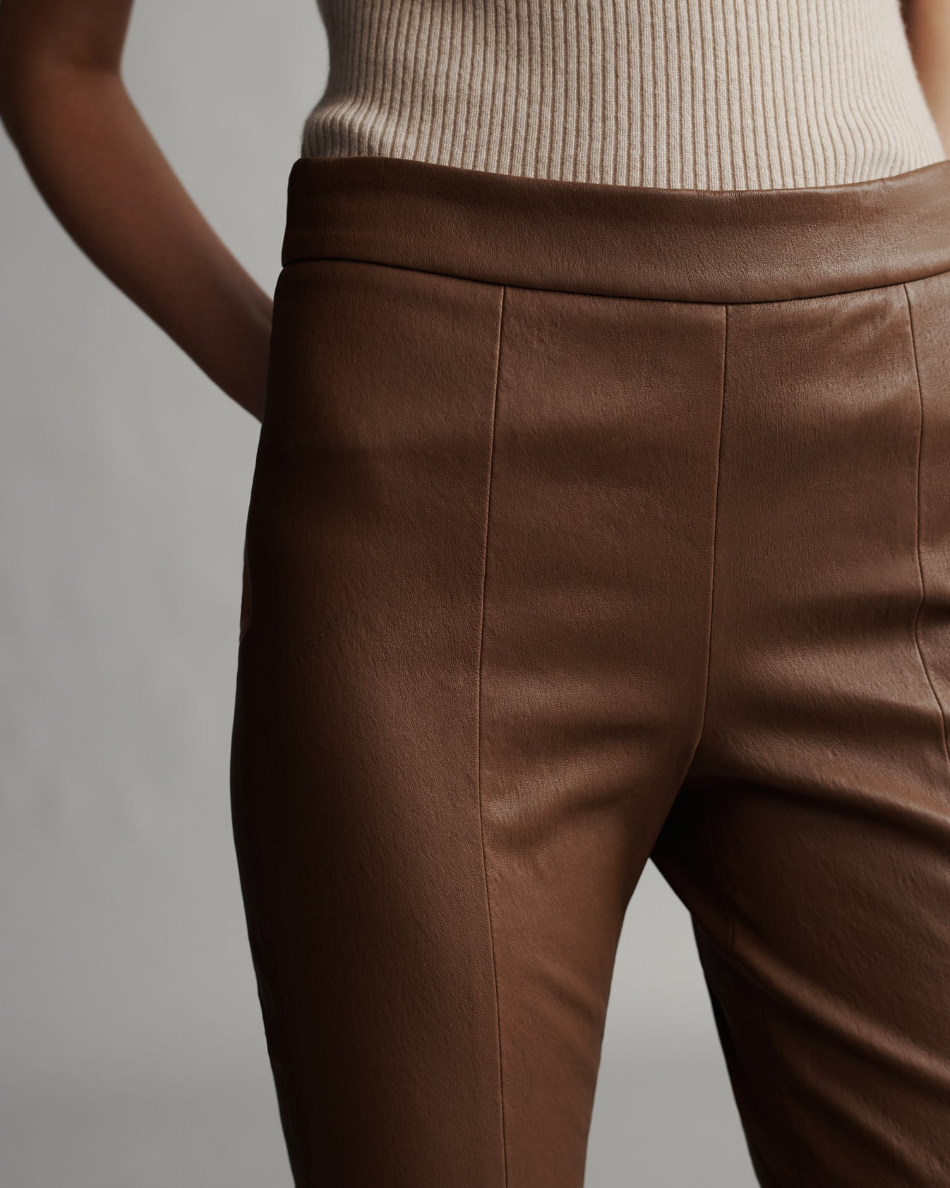 TWP Tobacco Skinny Love Pant in Stretch Leather view 3