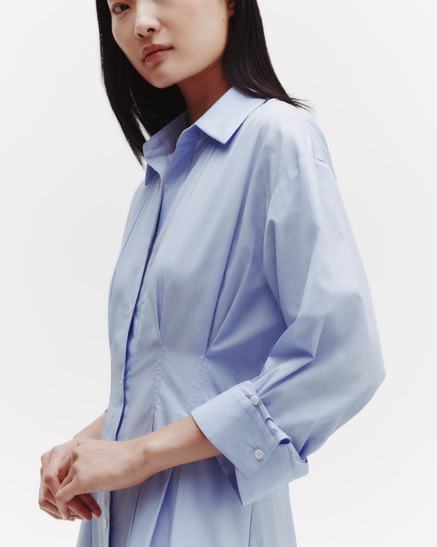 TWP Oxford blue M Dress in Superfine Cotton view 3