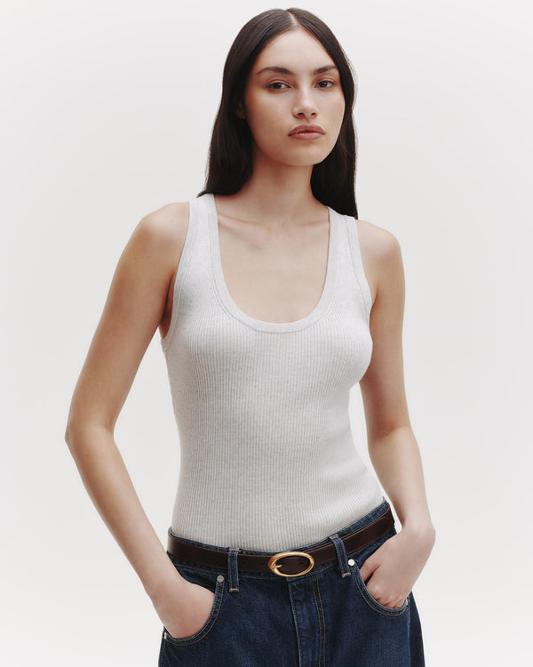 TWP White heather grey Knit Tank in Cotton Rib view 4