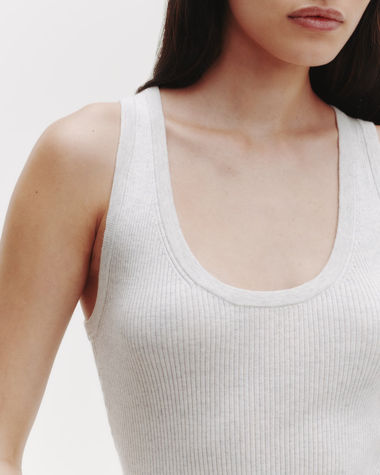 TWP White heather grey Knit Tank in Cotton Rib view 2