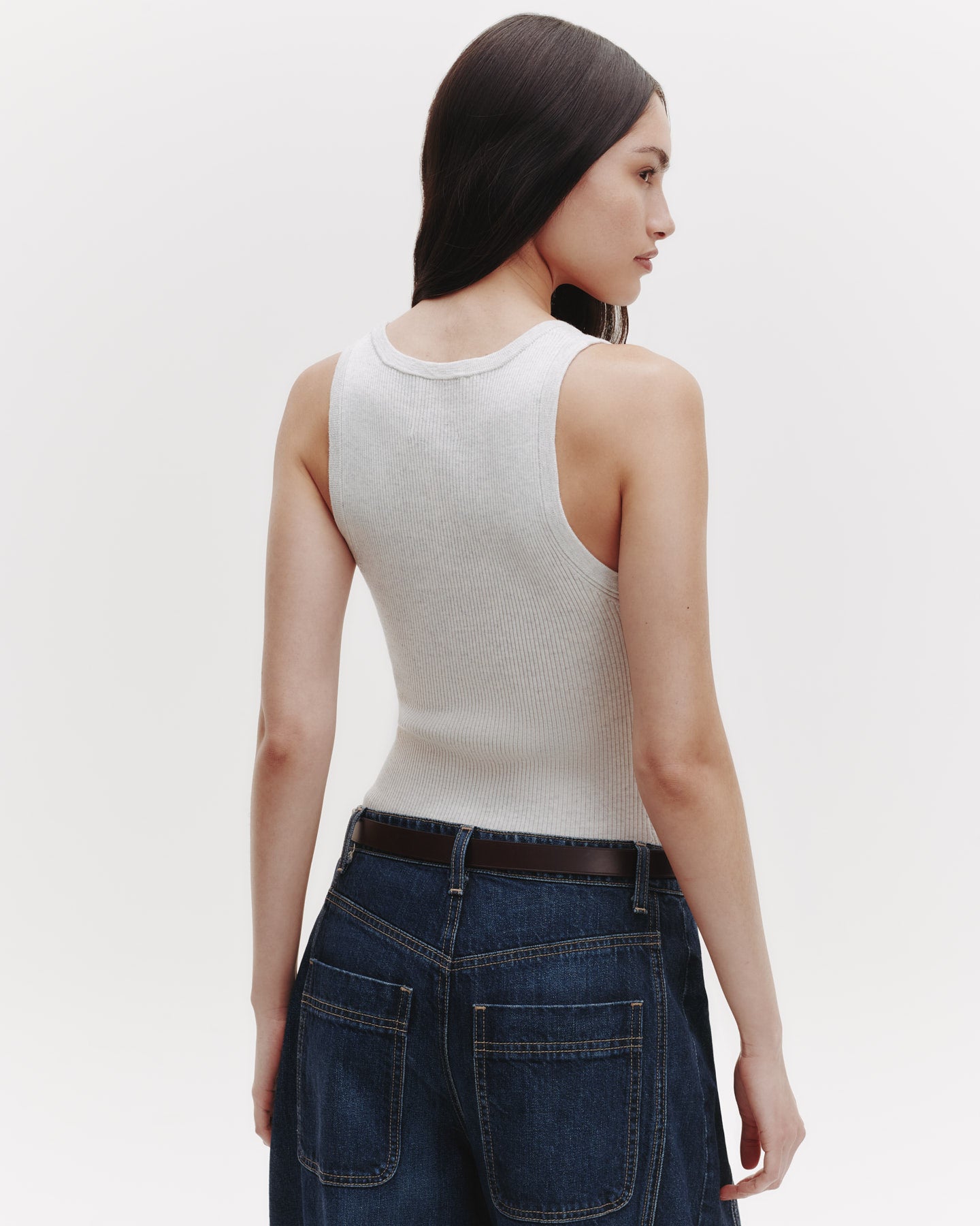 TWP White heather grey Knit Tank in Cotton Rib view 5