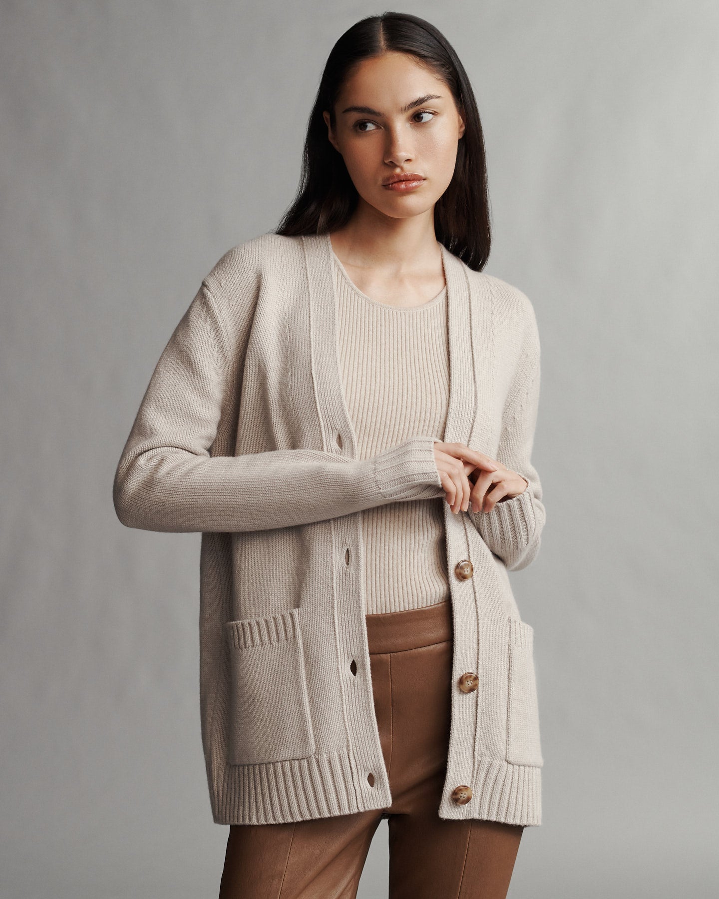 TWP Sandstone Phoebe Cardi in Cashmere view 1