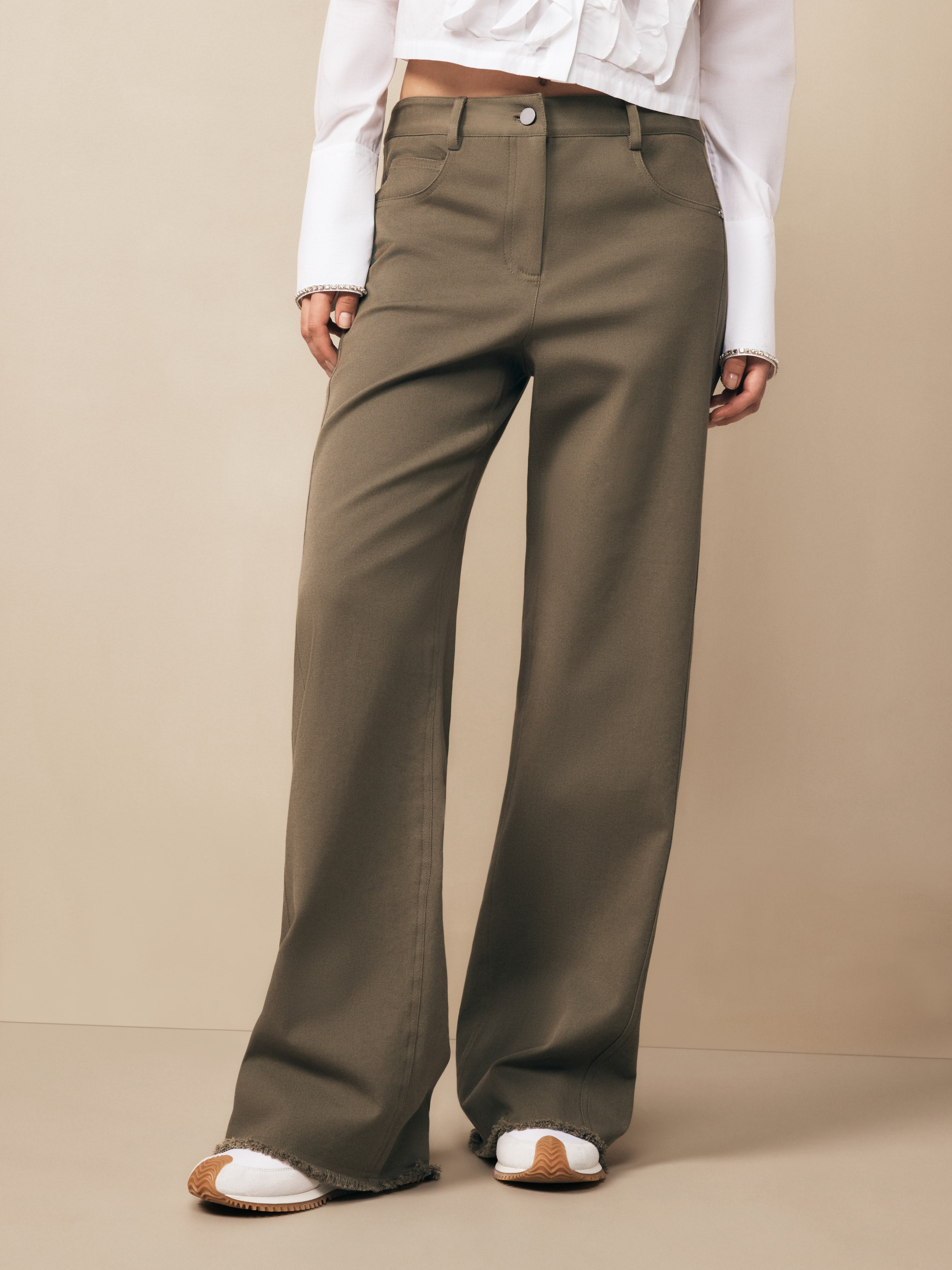 Emilie Wide Leg Pants - Dark Olive – Frankie Shop Europe