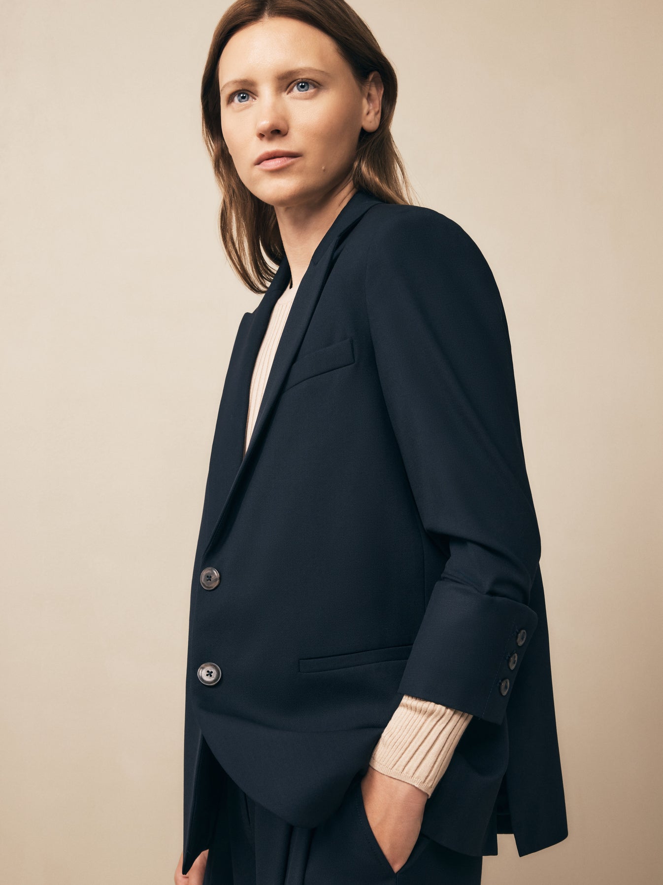 TWP Midnight Boyfriend Blazer in Wool Twill view 2