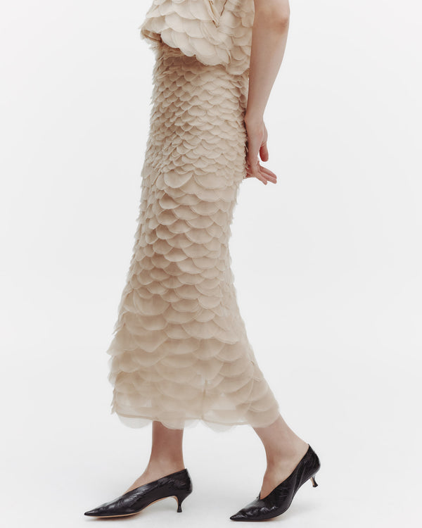 TWP Khaki Sylkie Skirt with Silk Organza Fishscales view 5