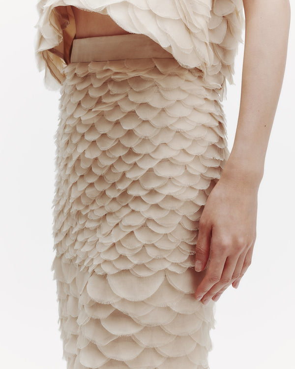 TWP Khaki Sylkie Skirt with Silk Organza Fishscales view 3