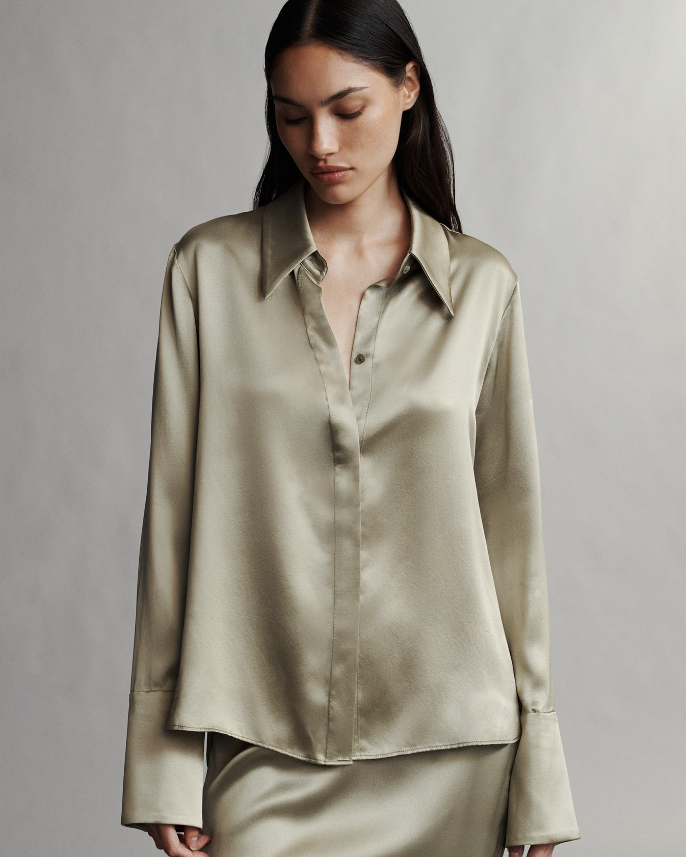 TWP Sage Object Of Affection Top With Sleeve Detail in Silk Charmeuse view 1