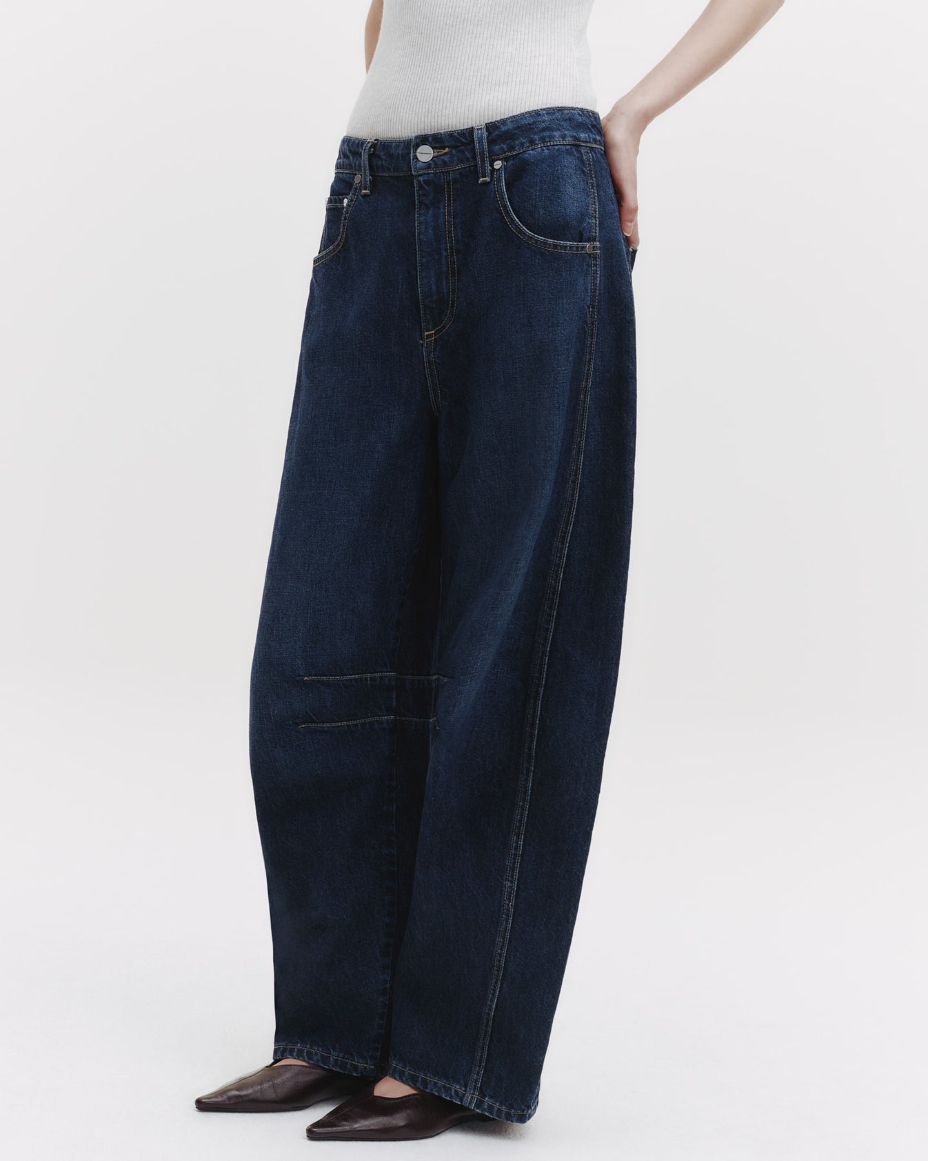 TWP Dark wash New Barrel Jean in Denim view 1