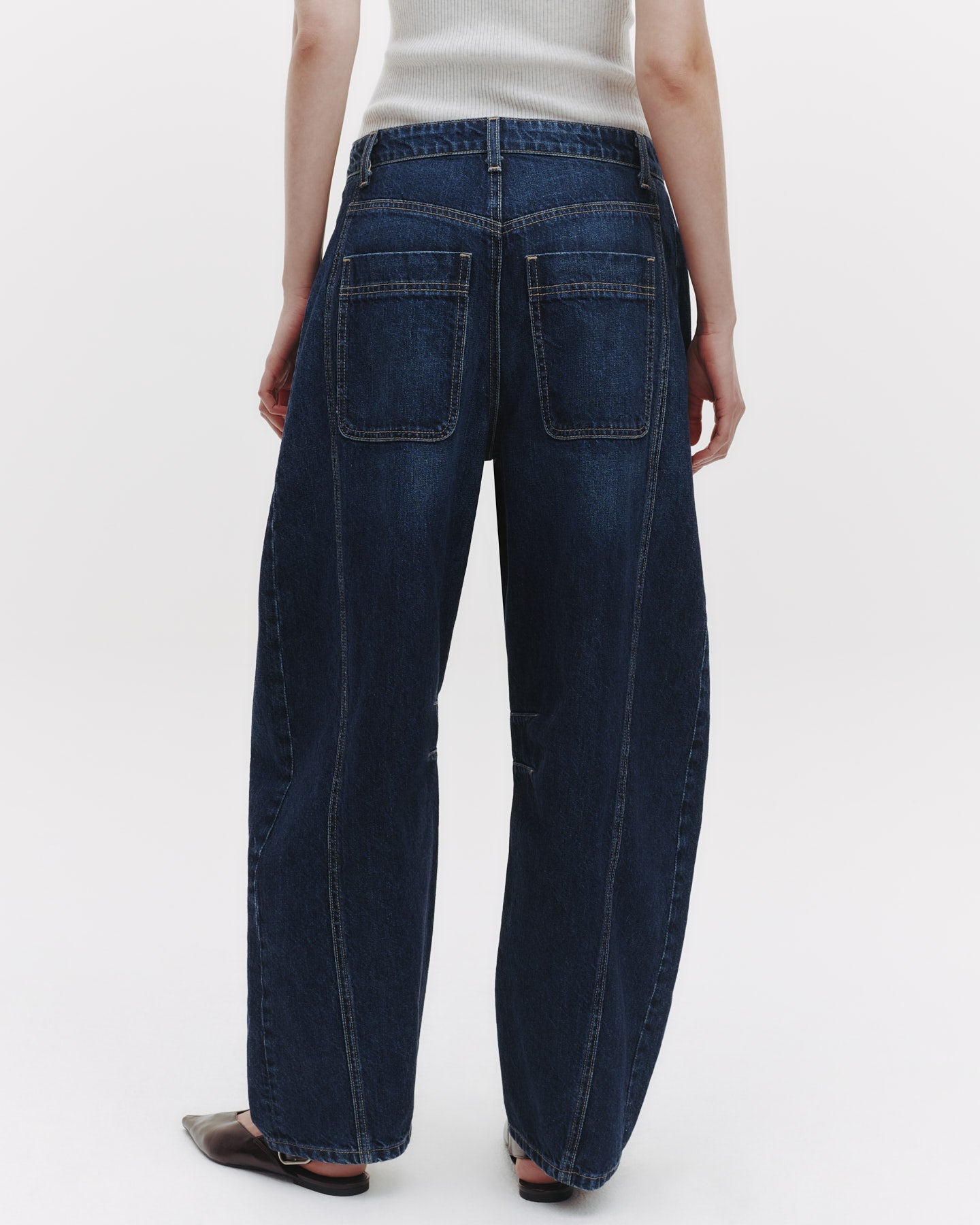 TWP Dark wash New Barrel Jean in Denim view 4