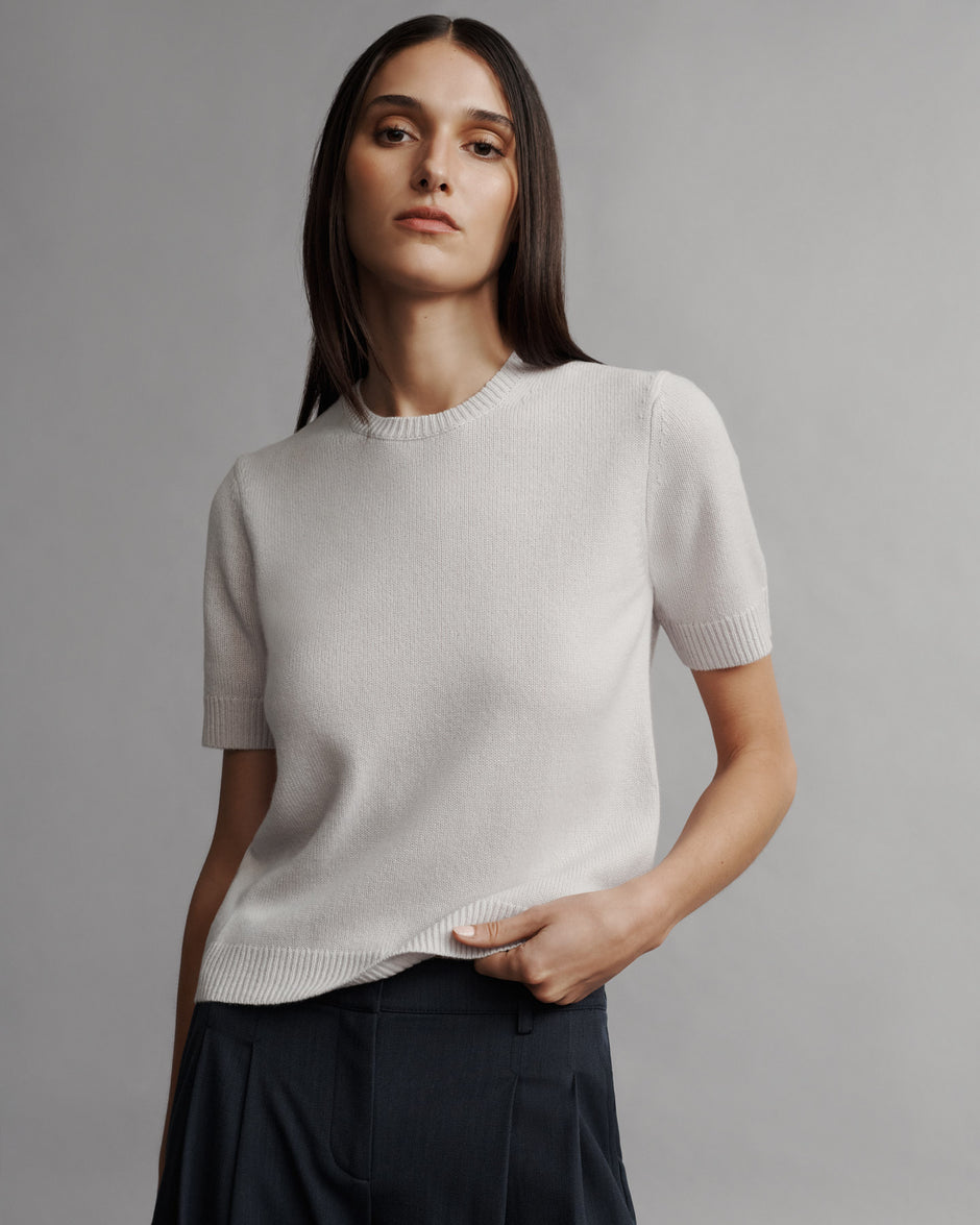 TWP Pale grey Audrey Crewneck in Cashmere view 1