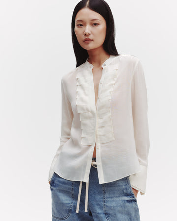 TWP Ivory Beloved Top in Sheer Crinkled Shirting view 2