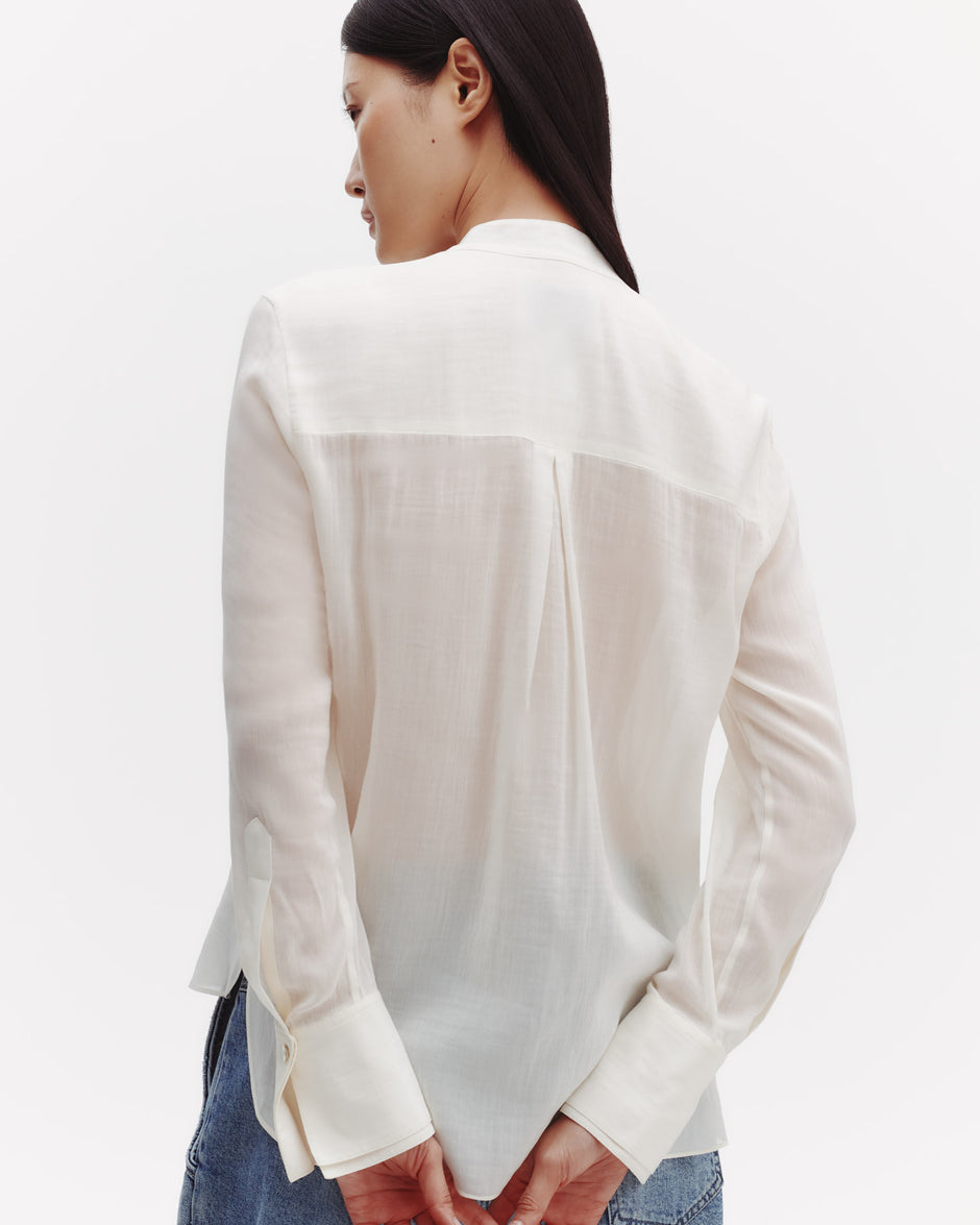 TWP Ivory Beloved Top in Sheer Crinkled Shirting view 5