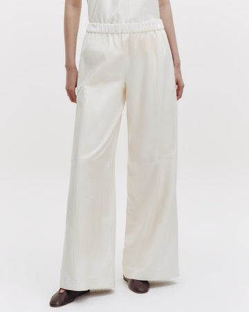 TWP Bone/wine Eva Pant with Tux Stripe in Paper Leather view 3