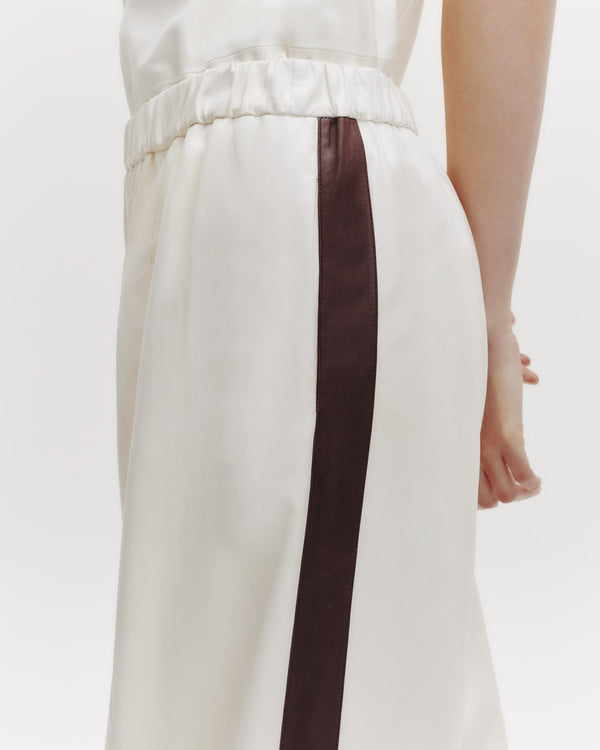 TWP Bone/wine Eva Pant with Tux Stripe in Paper Leather view 3