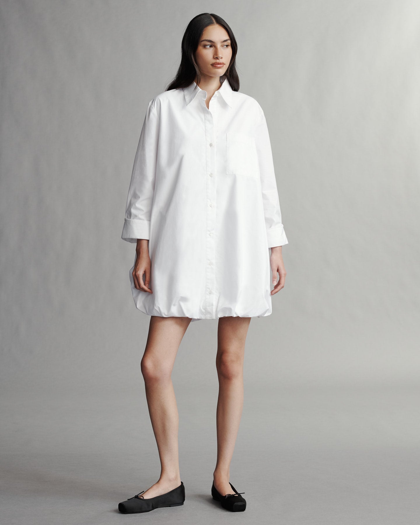 TWP White Lunch At Loulou Dress in Cotton Shirting view 3