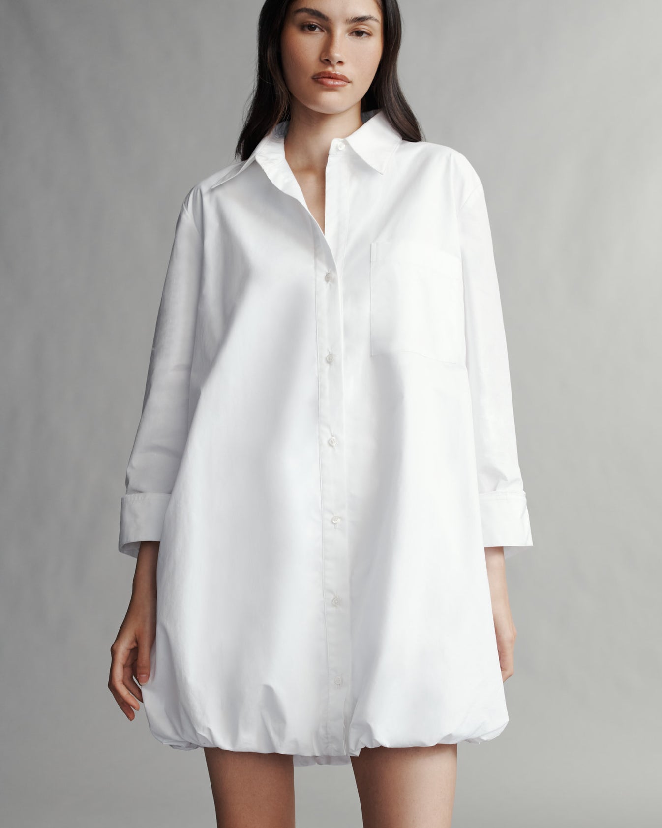 TWP White Lunch At Loulou Dress in Cotton Shirting view 1