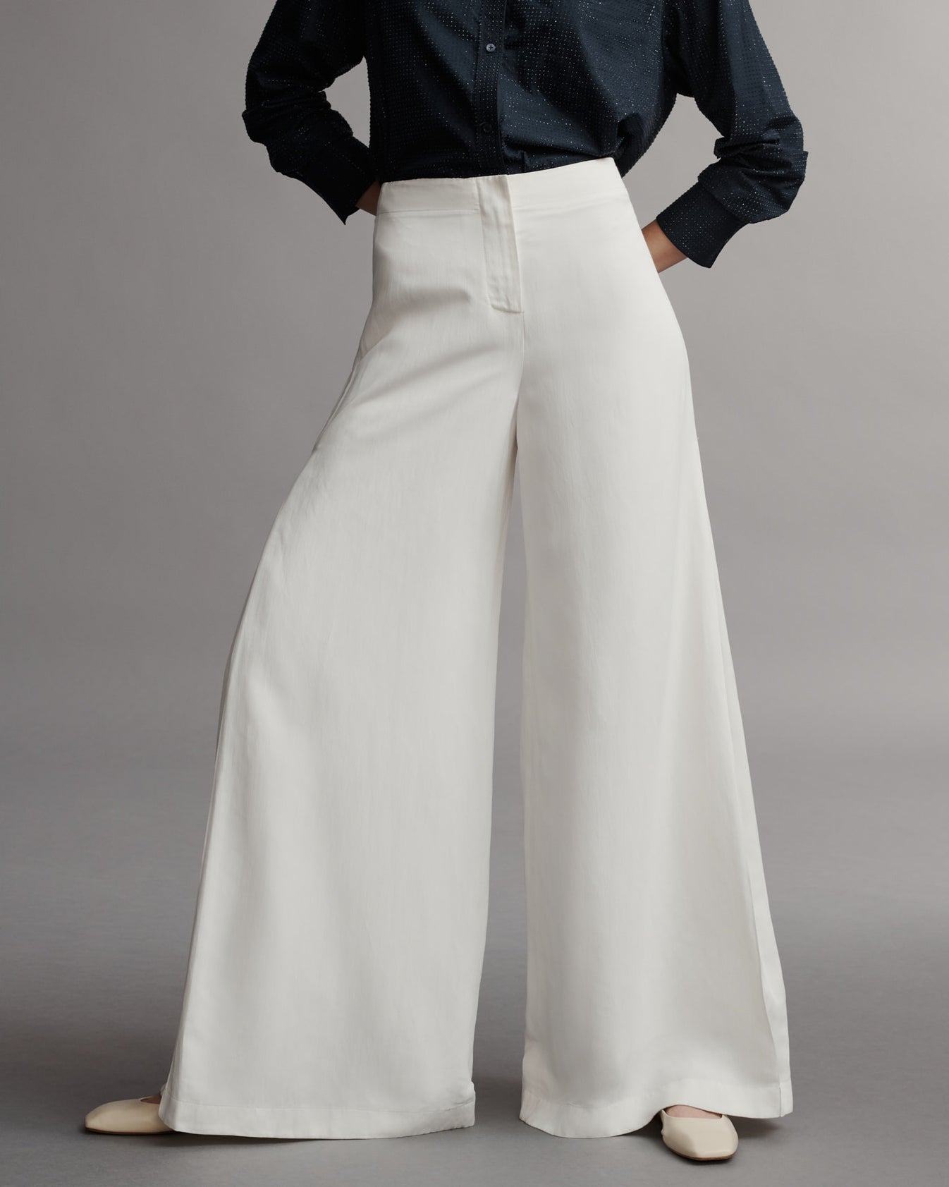 TWP White Stevie pant in Coated Viscose Linen view 2