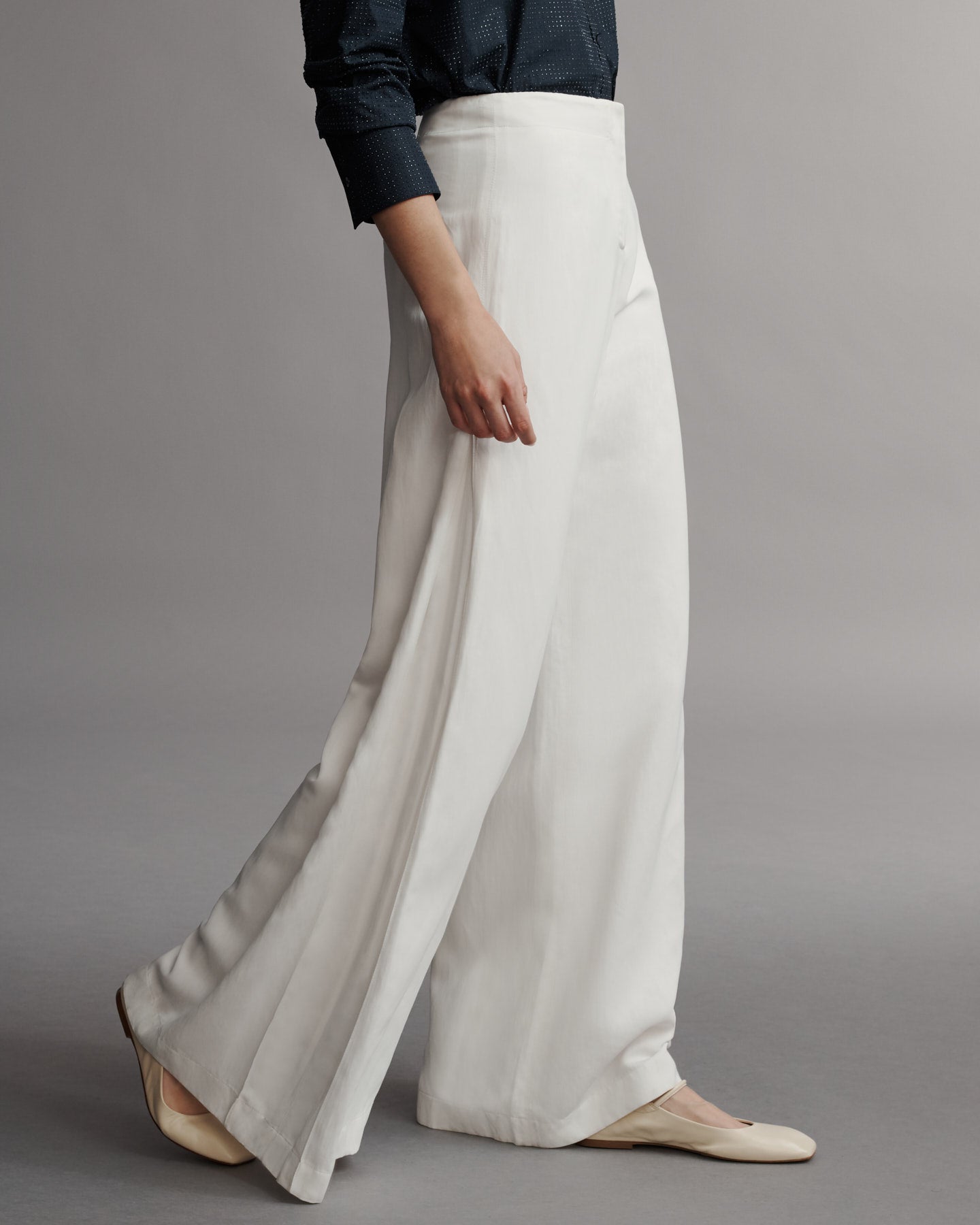 TWP White Stevie pant in Coated Viscose Linen view 3