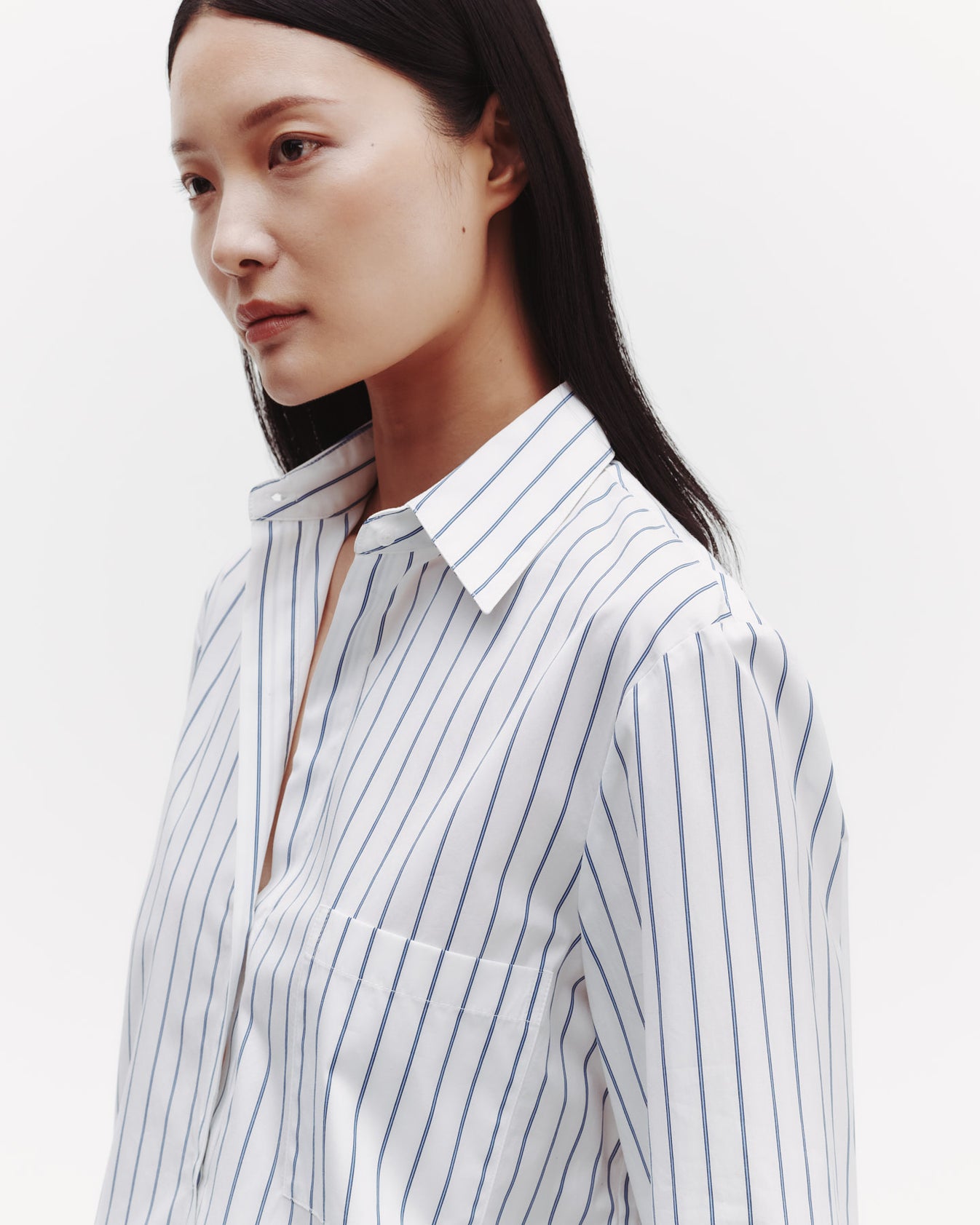 TWP White / blue The Next Morning Shirt in Track Stripe Cotton view 2