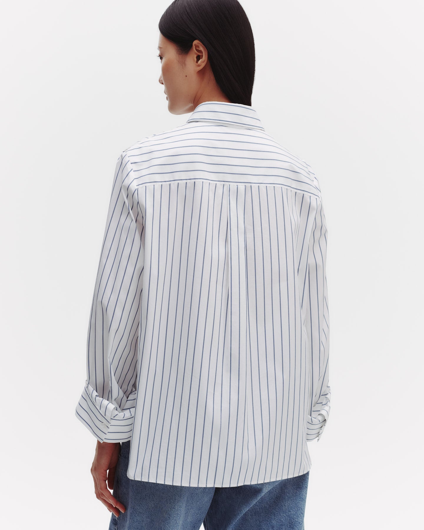 TWP White / blue The Next Morning Shirt in Track Stripe Cotton view 4