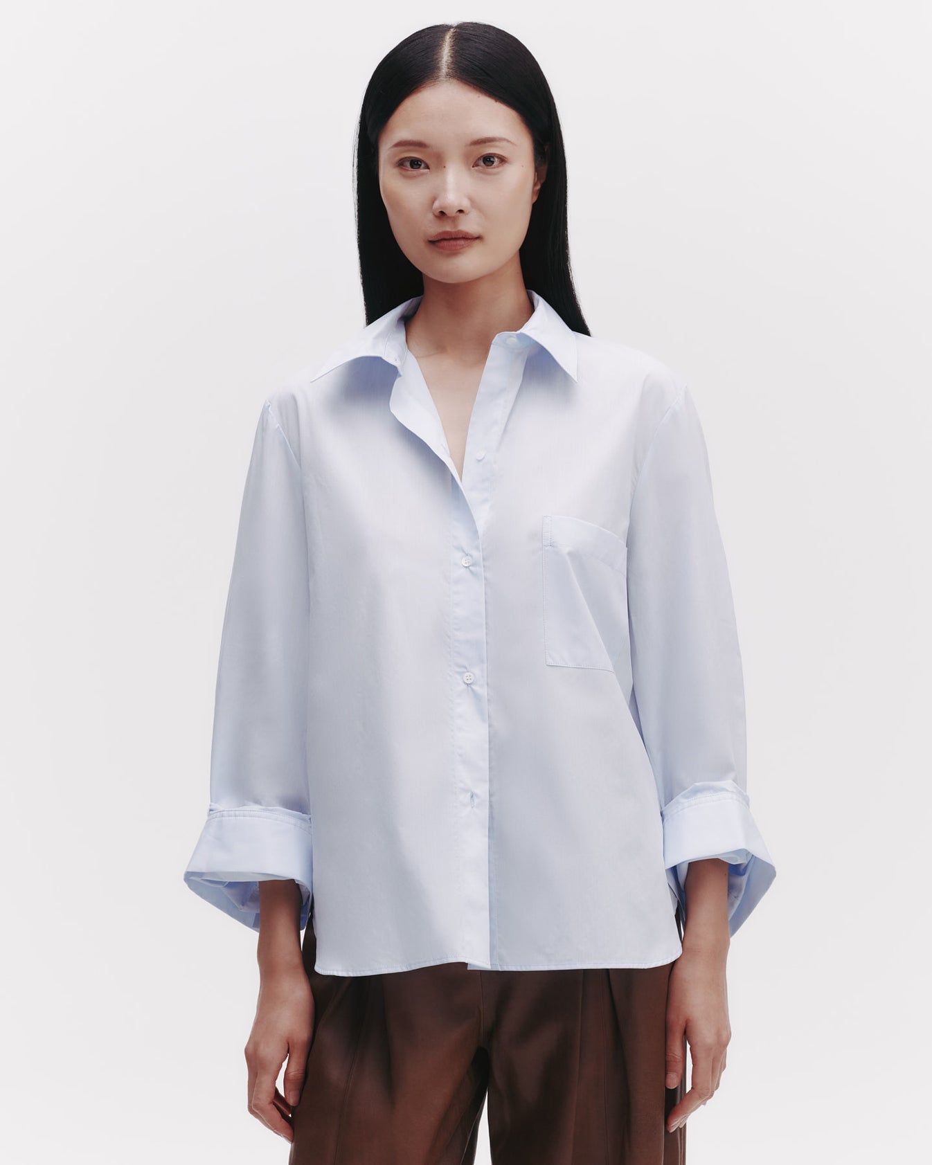 TWP Baby blue Morning After Shirt in Superfine Cotton view 1