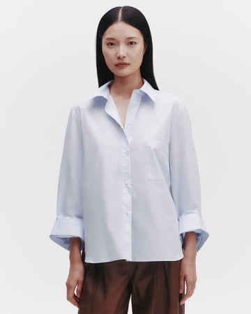 TWP Baby blue Morning After Shirt in Superfine Cotton view 2