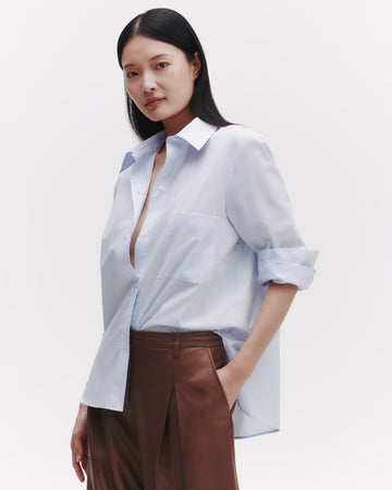 TWP Baby blue Morning After Shirt in Superfine Cotton view 5