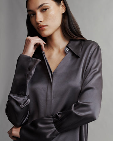 Object Of Affection Top With Sleeve Detail in Silk Charmeuse