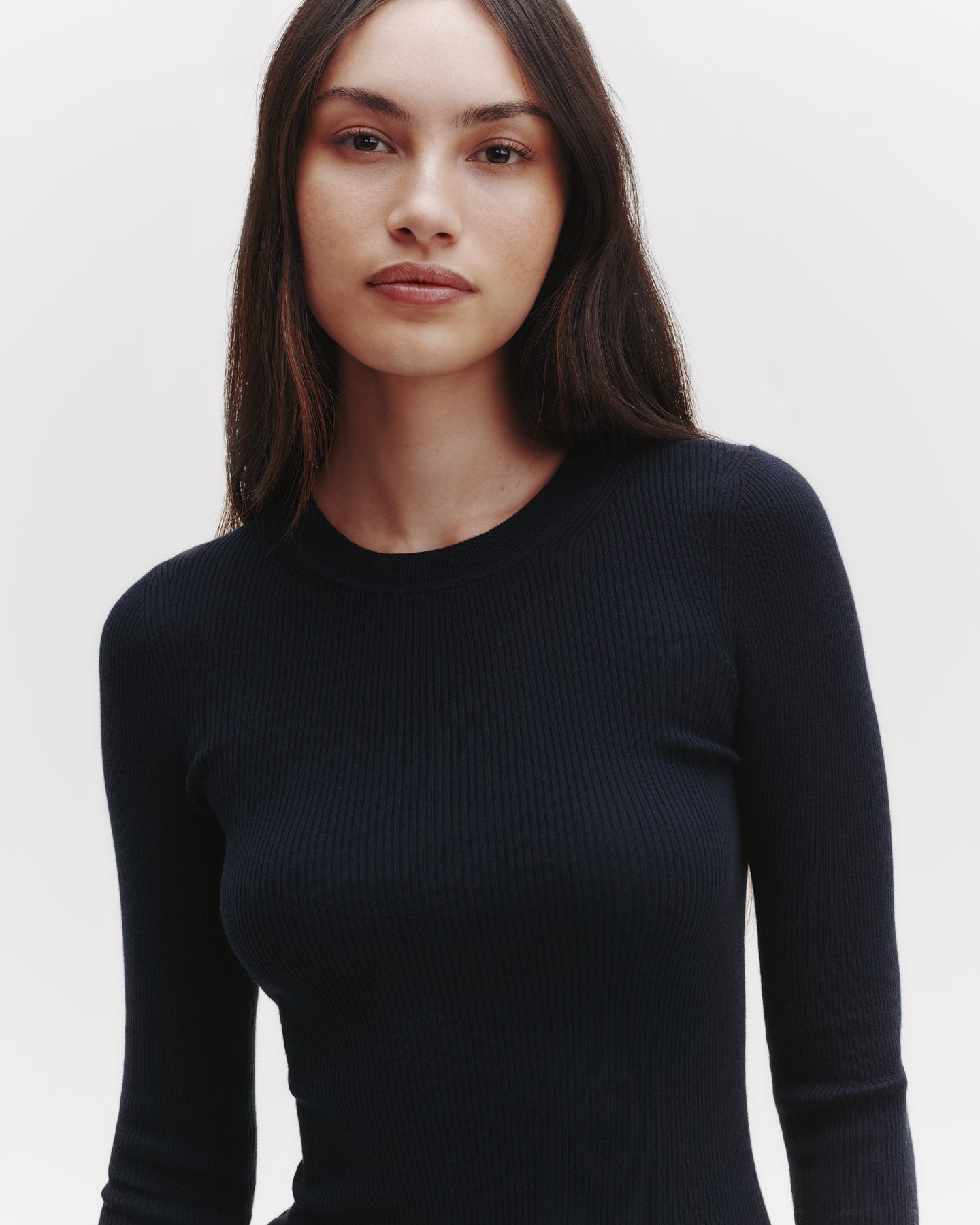 TWP Midnight Knit Crewneck in Cotton Rib view 2