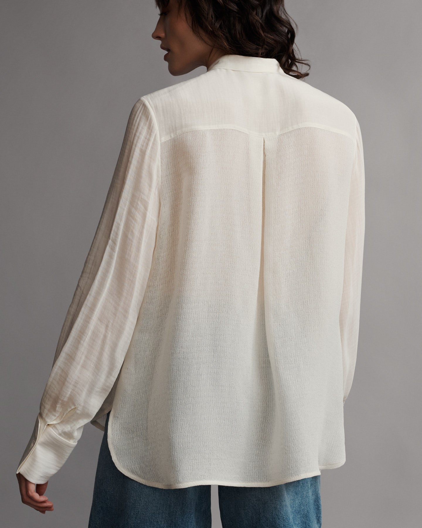 TWP Ivory Gabrielle Top in Open Weave Silk view 4