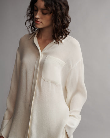 TWP Ivory Big Joe Shirt in Open Weave Silk view 2