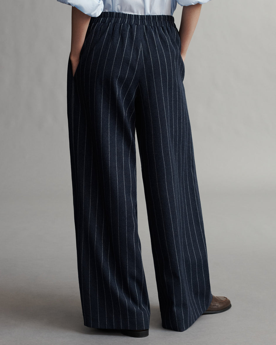 TWP Midnight / white Eva Pant in Water Repellent Striped Wool view 4