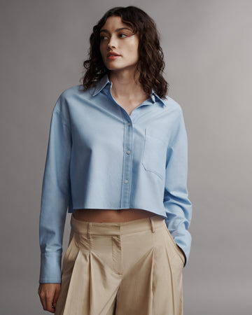 TWP Blue Little Big Joe Shirt in Oxford Cotton Shirting view 3