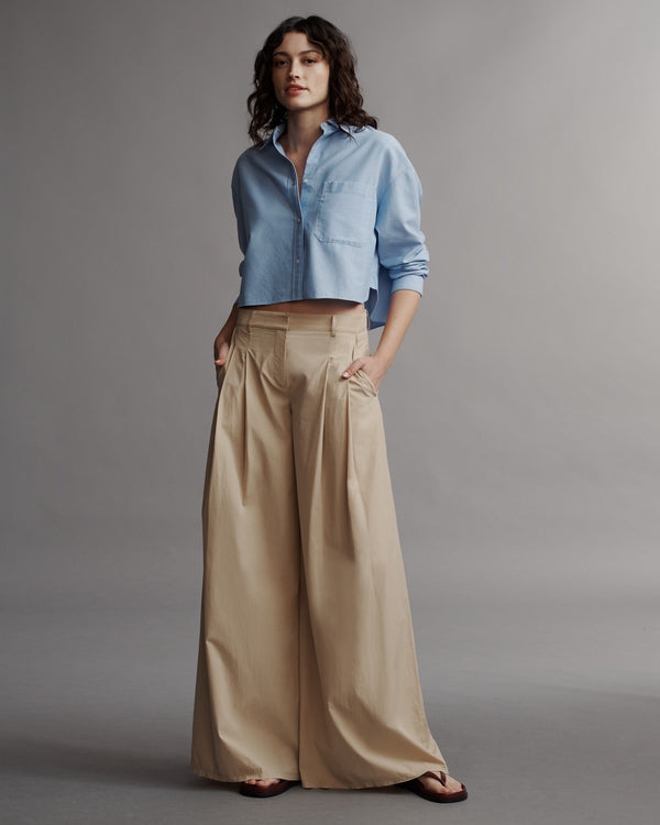 TWP Sandstone Didi Pant with Raw Hem in Vintage Washed Cotton Poplin view 6