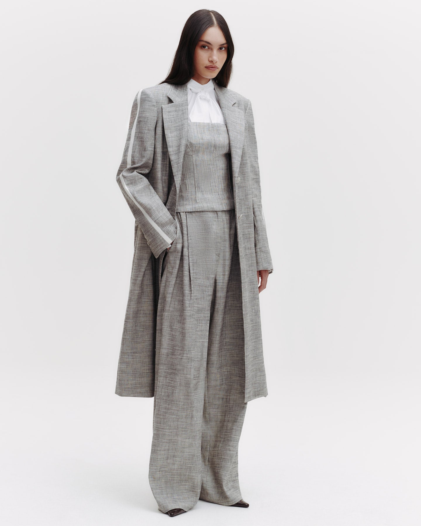 TWP Light heather grey/ivory Iggy Coat in Novel Suiting view 4