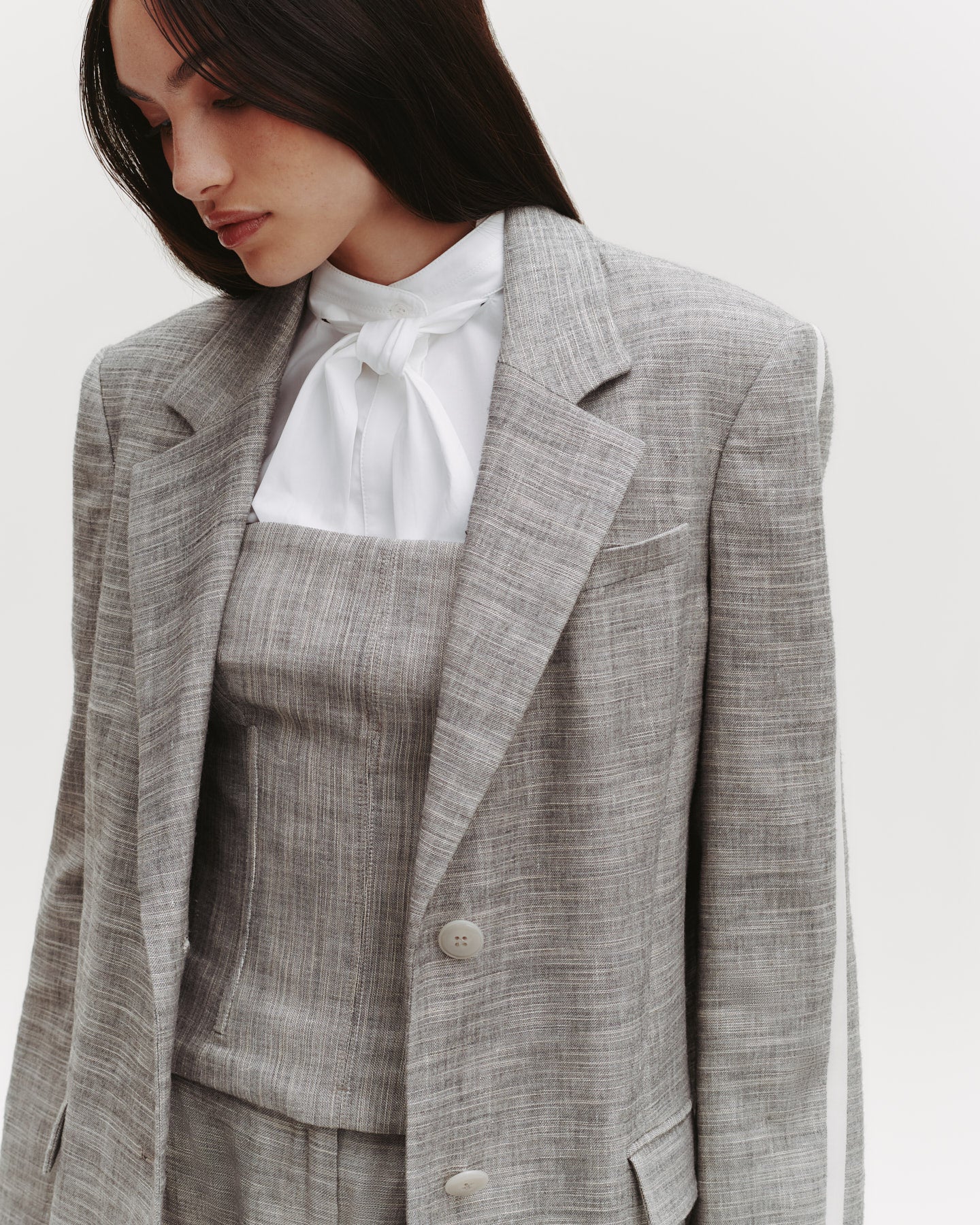 TWP Light heather grey/ivory Iggy Coat in Novel Suiting view 6