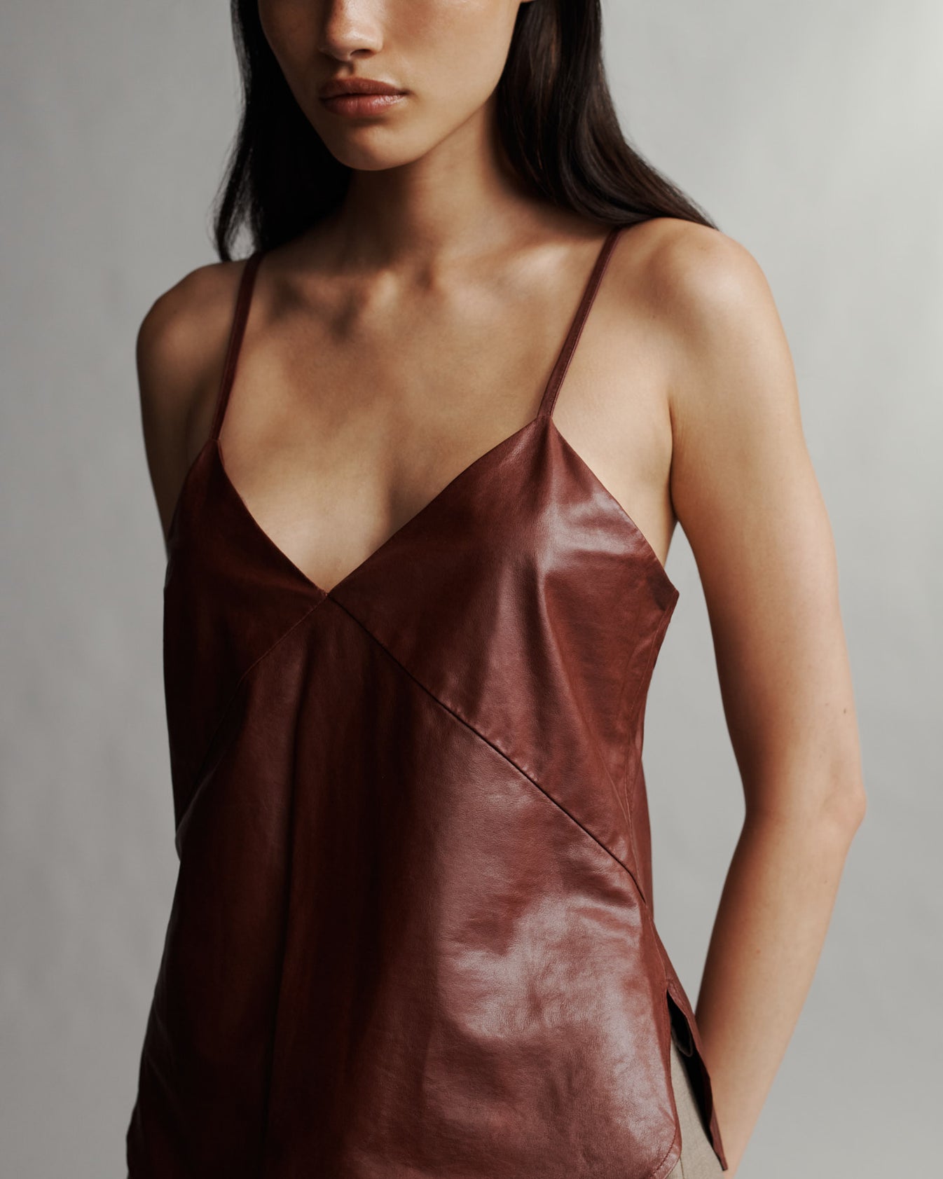 TWP Warm brick Campbell Cami in Paper Leather view 4