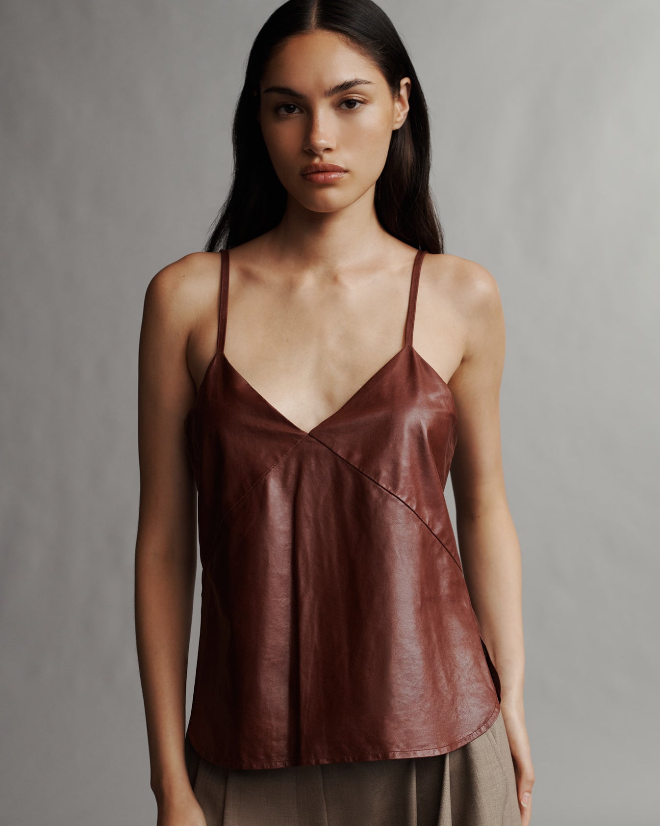 TWP Warm brick Campbell Cami in Paper Leather view 3