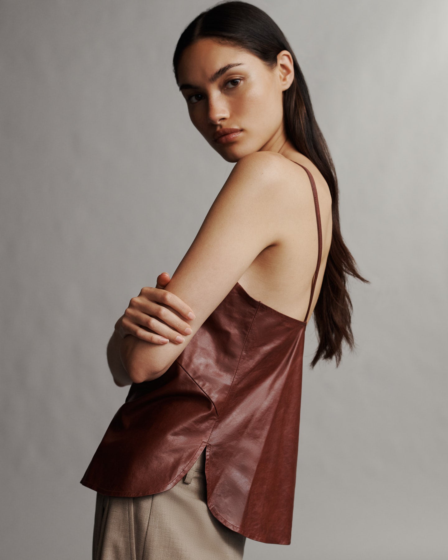 TWP Warm brick Campbell Cami in Paper Leather view 5