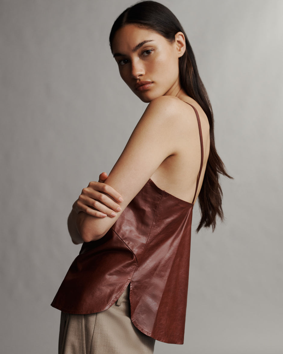 TWP Warm brick Campbell Cami in Paper Leather view 6