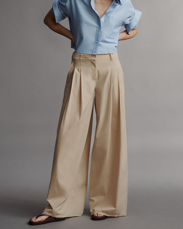 TWP Sandstone Didi Pant with Raw Hem in Vintage Washed Cotton Poplin view 2