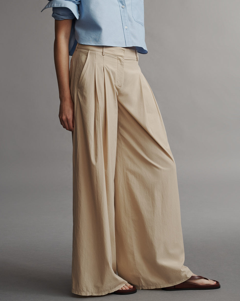 TWP Sandstone Didi Pant with Raw Hem in Vintage Washed Cotton Poplin view 5