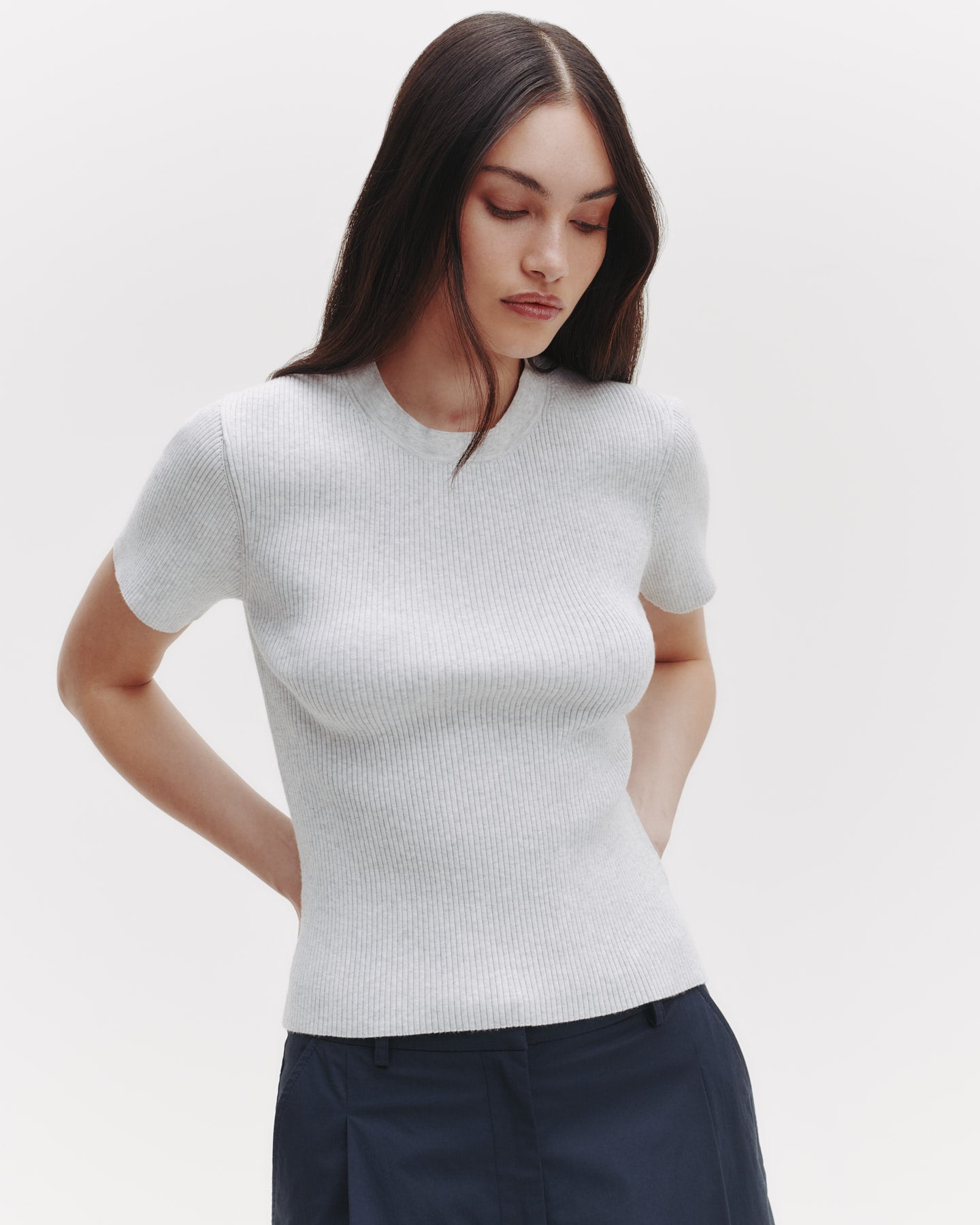 TWP White heather grey Tease Top in Ribbed Cotton Knit view 2