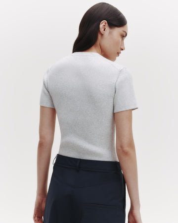 TWP White heather grey Tease Top in Ribbed Cotton Knit view 5