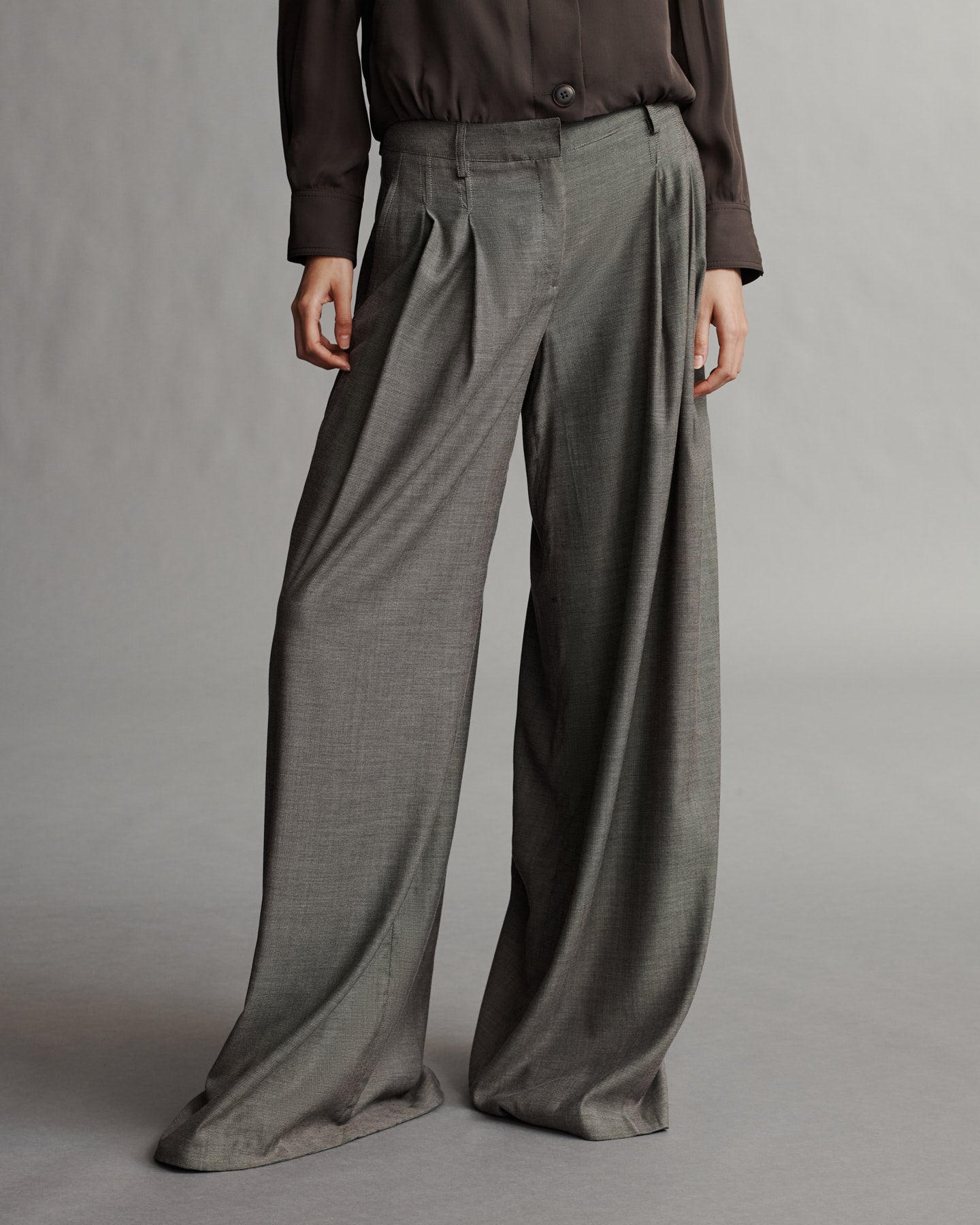 TWP Taupe Didi Pant in Chintzed Tux Cloth view 1