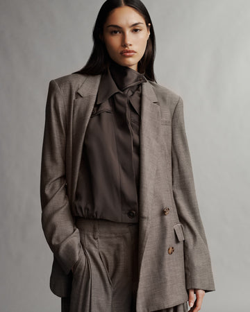 TWP Taupe Smoking Jacket in Chintzed Tux Cloth view 6