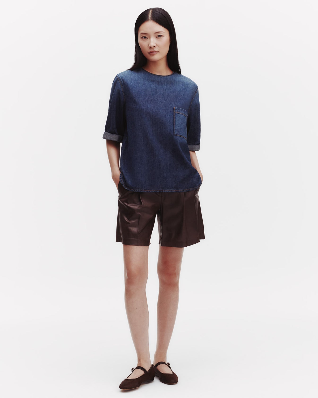 TWP Dark indigo Oversized T in Denim Shirting view 6