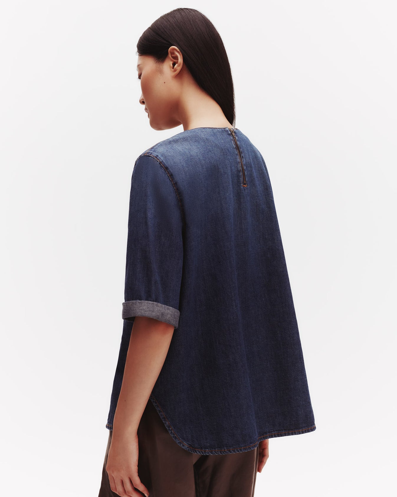 TWP Dark indigo Oversized T in Denim Shirting view 4